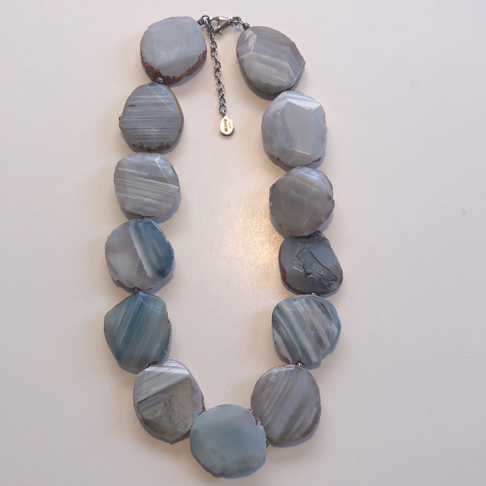 Barse Blue/Grey Geode Necklace